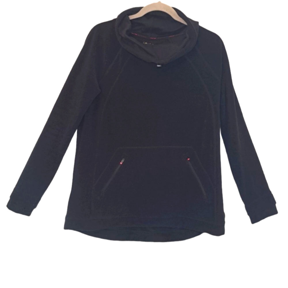 Calvin Klein Black Performance Fleece Funnel Neck Pullover Pockets Size Large
